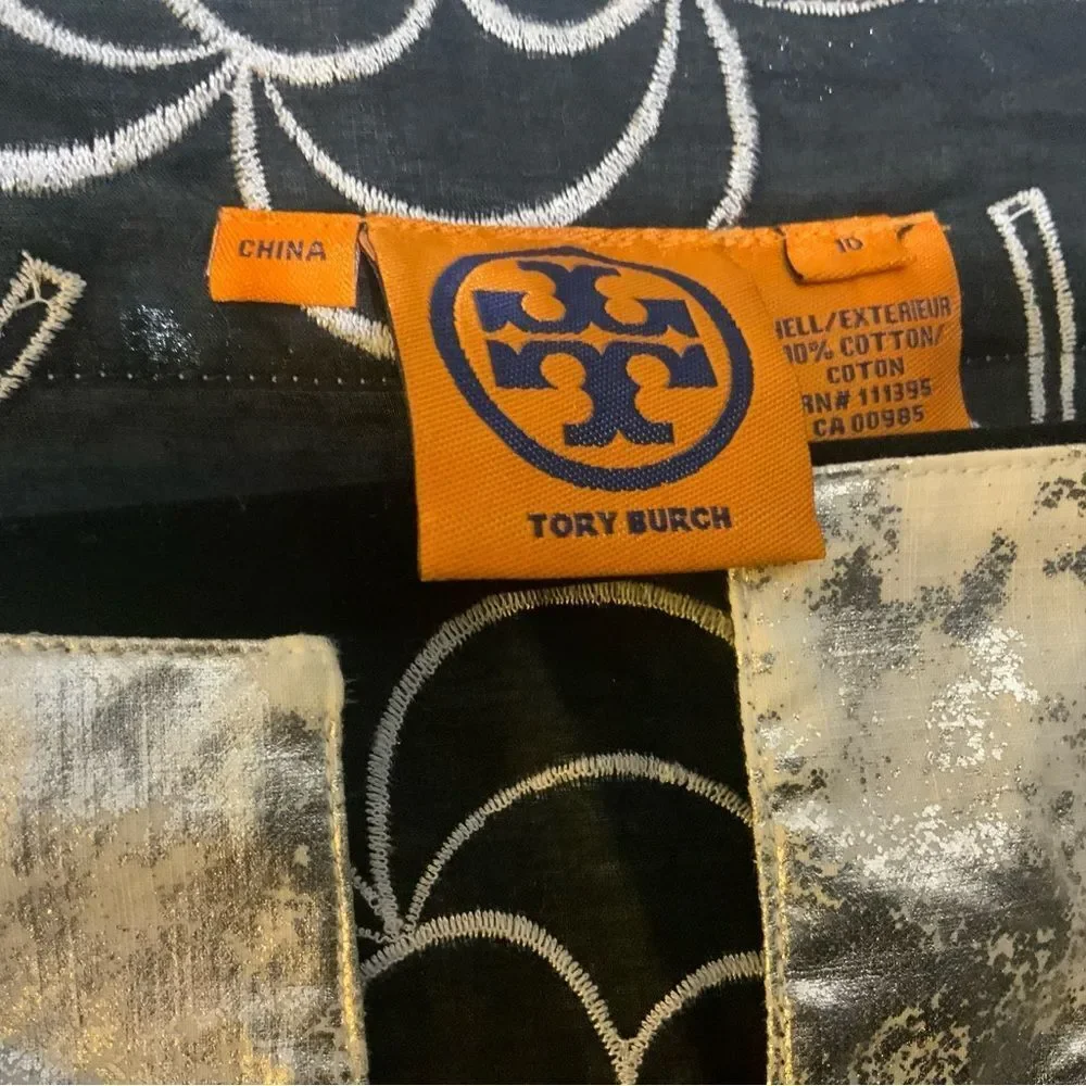 Tory Burch Rochelle Top in Black and Silver size 10